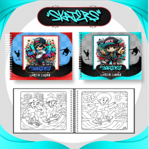 Livro para colorir - Skaters