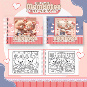 Livro para colorir - Ursinhos namorados